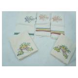 3 Embroidered Dish Towels & 2 Embroidered Flour Sack Towels NEW