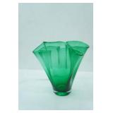 Alicja Art Glass Emerald Green Sequin Handkerchief Vase