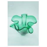 Alicja Art Glass Emerald Green Sequin Handkerchief Vase