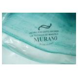 Large Murano Hand-Blown Art Glass Vase with Ruffled Rim Design