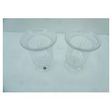 Pair of Bohemia Lead Crystal Hurricane Pedestal Vases