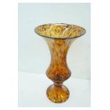 Tortoise Shell Glass Vase. Classic Trumpet Shape