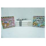 Wooden Book Bundle Decor-Black & White; Brownlow Gifts Wonderful Wacky Woman Wooden Wall Plaques