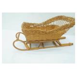 Vintage Wicker Sleigh Basket 19"x 9.5x9"