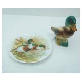 Vintage Ceramic Mallard Figurine and Mallard Decorative Plate