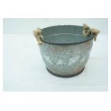 Decorative Galvanized Barrel Basket 9.5" diameter by 6.5" tall