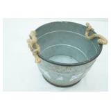 Decorative Galvanized Barrel Basket 9.5" diameter by 6.5" tall