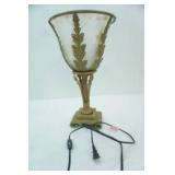 Antique Art Nouveau-Style Metal and Glass Table Lamp 19" tall by 11" diameter