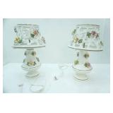 Pair of Capodimonte Stamped Porcelain Table Lamps 18" tall