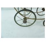 Vintage Green Wicker Doll Buggy / Stroller, Metal spoke wheels,21" x 26" x 11"