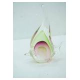 Hand Blown Art Glass Angel Fish Figurine Featuring internal green ,pink/cranberry coloration,8.5"