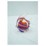 Hand-Blown Art Glass Fish Figurine. Murano-Style 4.5"x4.5" (has a chipped fin at the top)