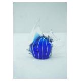 Murano-Style Blue and Clear Art Glass Angel Fish Figurine