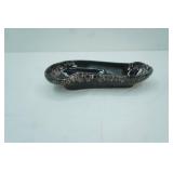 MCM Black & White with hints of green Ceramic Console Bowl, Canoe Bowl.