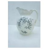 Antique Buffalo Pottery Semi-Vitreous Pitcher w/Green Floral Pattern