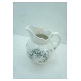 Antique Buffalo Pottery Semi-Vitreous Pitcher w/Green Floral Pattern