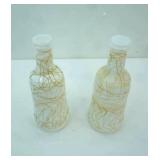 Vintage Hazel-Atlas Milk Glass Bottles w/gold drizzle pattern