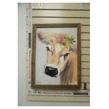 Framed Art Print Jersey Cow w/Floral Crown by Michele Norman. 19.5"25.5"