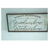 "What Happens at Grandmas House" Wooden Wall Decor 22x10"