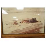 Vintage Aerial Farm Photo. Framed 25"x 20.5"