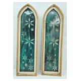 Decorative Wood and Metal Wall Art. Stained-Glass Type-Window Frames