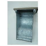 Galvanized Metal and Wood Pillar Shelf. 10.5"x6.5"x 15"