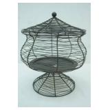 Vintage Partylite Black Wire Pedestal Basket with a Lid.