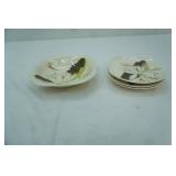 Vintage Red Wing Pottery Lotus Pattern Bread and Butter Plates and Bowl