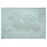 Vintage Crystal Pieces, Divided Round Relish Plates, cups, goblet
