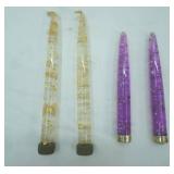 Lucite Candlesticks with Silver Flakes