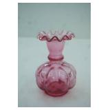 Vintage Fenton Cranberry Glass Vase 4.5" tall