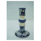 Hand-Painted Ceramic Candlestick Holder. Mexican Talavera Pottery