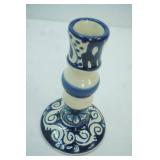 Hand-Painted Ceramic Candlestick Holder. Mexican Talavera Pottery