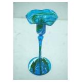 Hand-Blown Glass Candlestick Holder. "Flame & Go"?