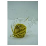 Art Glass Angelfish Sculpture. Yellow, Black, Clear Glass