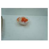 Vintage Murano Art Glass Bowl or Ashtray. Orange and White Swirl pattern