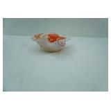 Vintage Murano Art Glass Bowl or Ashtray. Orange and White Swirl pattern