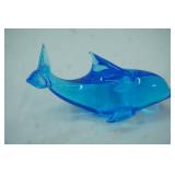 Vintage Blue Glass Dolphin Figurine