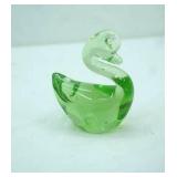 Vintage Light-Green Art Glass Swan Figurine