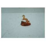Vintage Hand-Blown Amber Glass Horse & Foal Figurine Set