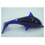 Cobalt Blue Glass Dolphin Figurine