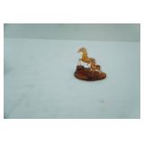 Vintage Hand-Blown Amber Glass Horse & Foal Figurine Set