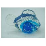 Vintage Hand-Blown Art Glass Fish Figurine with Controlled Bubbles.