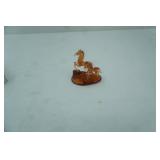 Vintage Hand-Blown Amber Glass Horse & Foal Figurine Set. 3.5" tall by 4"long