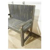 Wooden Bench. Black Shabby Chic. 38" wide