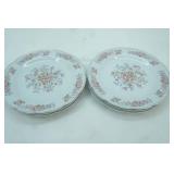 Fine China Salad Plates with Gold Trim and Rose Pattern