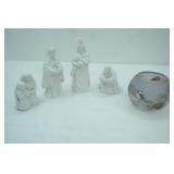 Vintage Avon Nativity Collectibles Figurines. 1982; Yankee Candle Co. Winter Birds Crackle Glass Votive Candle Holder