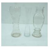 Vintage Etched Cut Floral and Bird Design; Etched Cut Glass Bud Vase; Vintage Wheaton Clear Glass Apothecary Jar or Vase