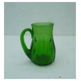 Vintage Anchor Hocking Forest Green Glass Pitcher. 6" tall by 3" diameter