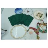 Vintage Holiday Ceramic Plates and China, Linen Napkins. Fitz & Floyd and More